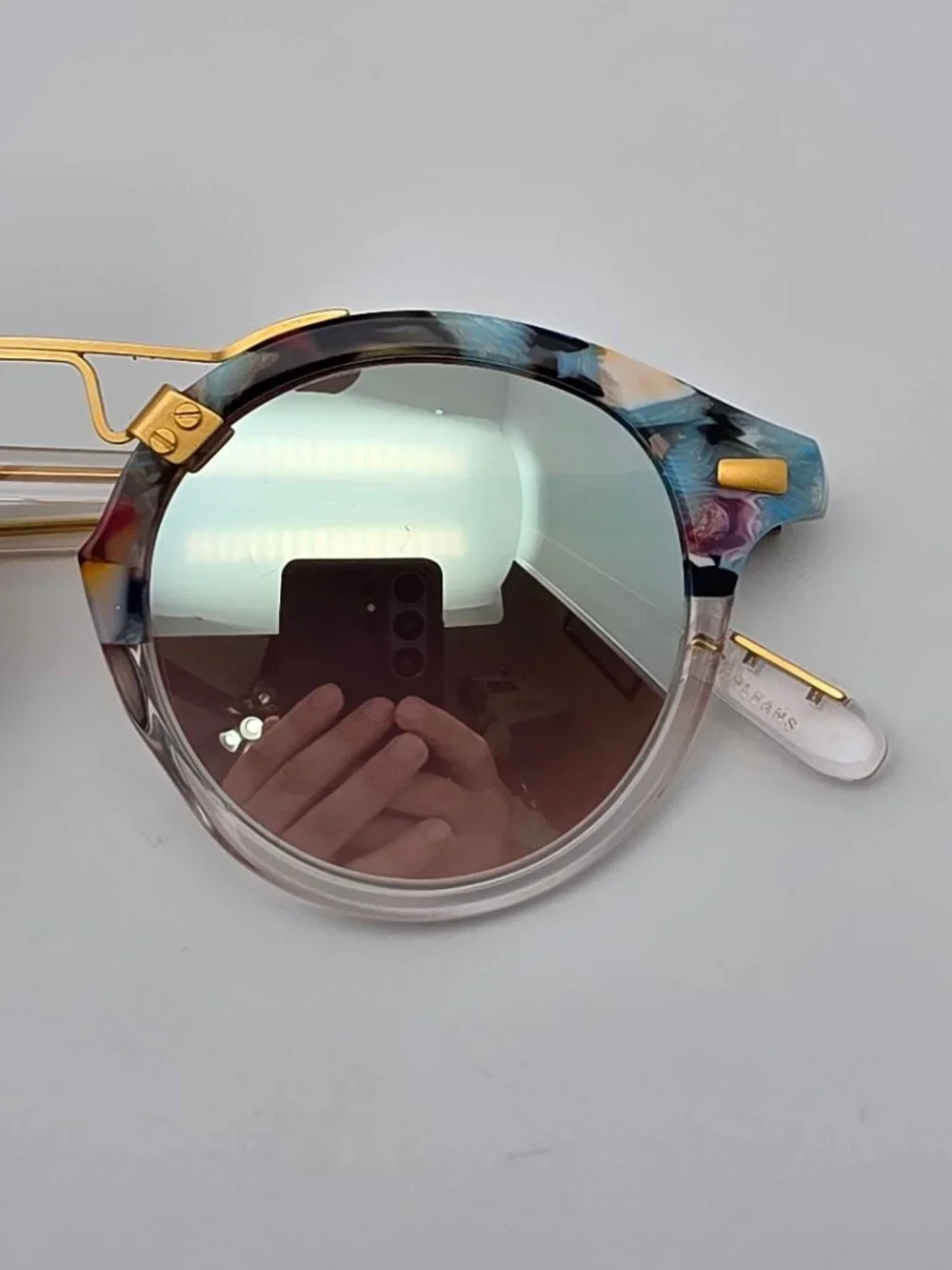 Krewe St. Louis Rio Confetti to Marine 24K Frame Silver Mirror Lens Sunglasses